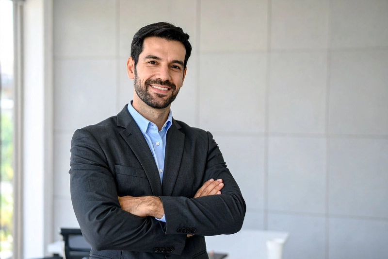 Líder satisfecho con el crecimiento y desarrollo de carrera de su equipo